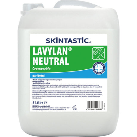 Skintastic LAVYLAN NEUTRAL parfumfrei Cremeseife für Druckspender Inhalt: 5 Liter Kanister