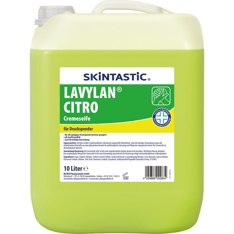 Skintastic LAVYLAN CITRO Cremeseife für Druckspender Inhalt: 10 Liter Kanister