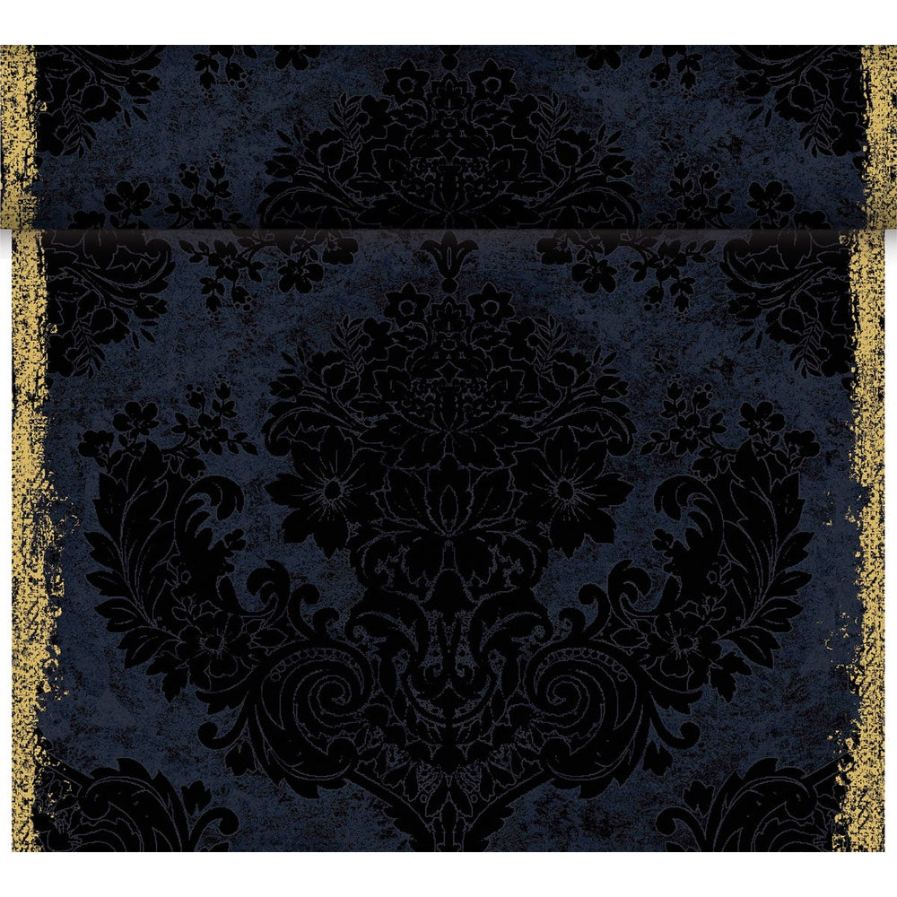 Duni Dunicel Tête-à-Tête-Motiv-Tischläufer, Royal Black, 0,40 x 24 m