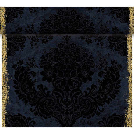 Duni Dunicel Tête-à-Tête-Motiv-Tischläufer, Royal Black, 0,40 x 24 m