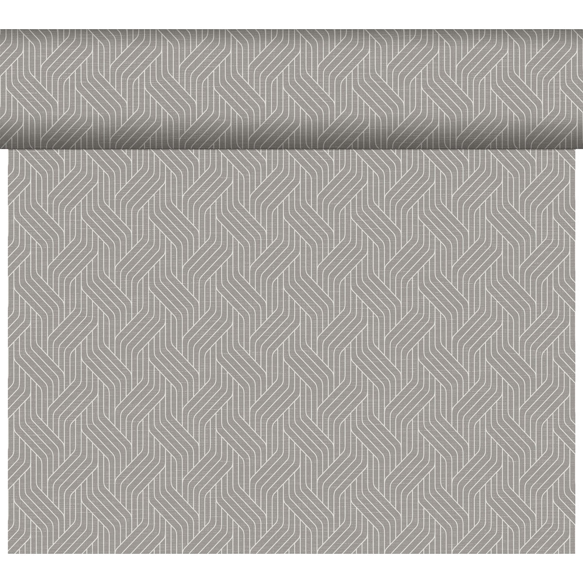 Duni Dunicel Tête-à-Tête-Tischläufer, Motiv Woven, 0,40 x 24 m Farbvariante: Granite Grey