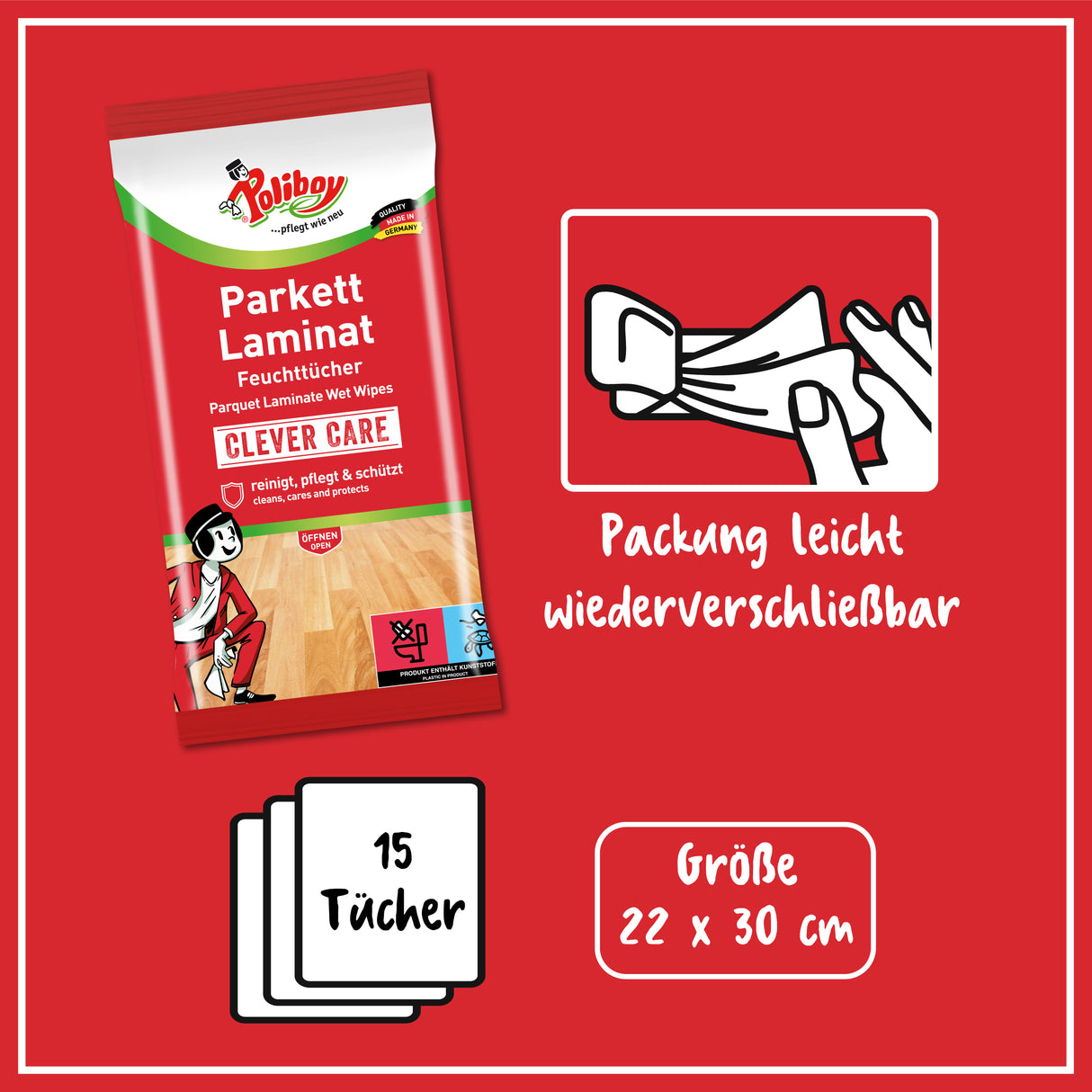 Poliboy Parkett Laminat Feuchttücher