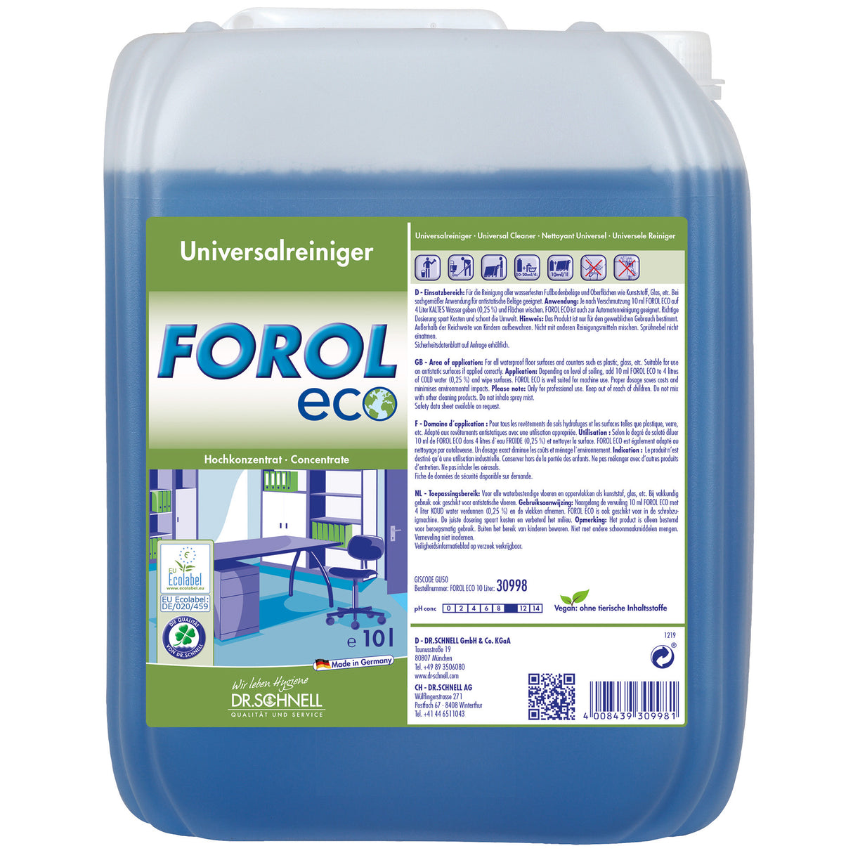 Dr. Schnell FOROL Eco Allzweckreiniger Inhalt: 10 Liter Kanister