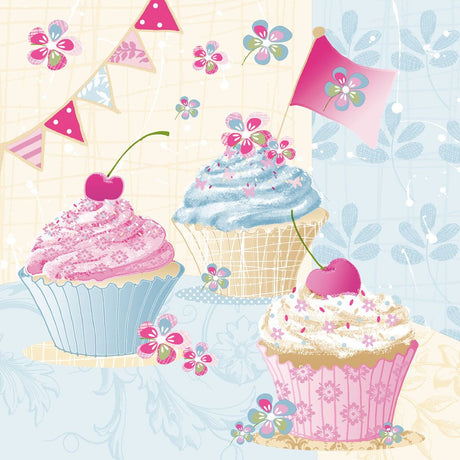 Nouveau Motiv-Servietten "Birthday Cup Cakes"