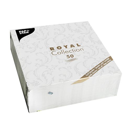 PAPSTAR Motiv-Servietten "ROYAL Collection Damascato" weiß