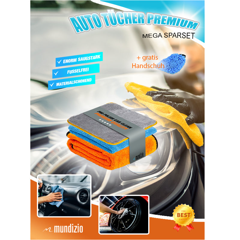 Premium Mikrofasertuch-Trio für das Auto