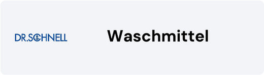 Logo von Dr. Schnell mit dem Schriftzug "Waschmittel" auf hellem Hintergrund.