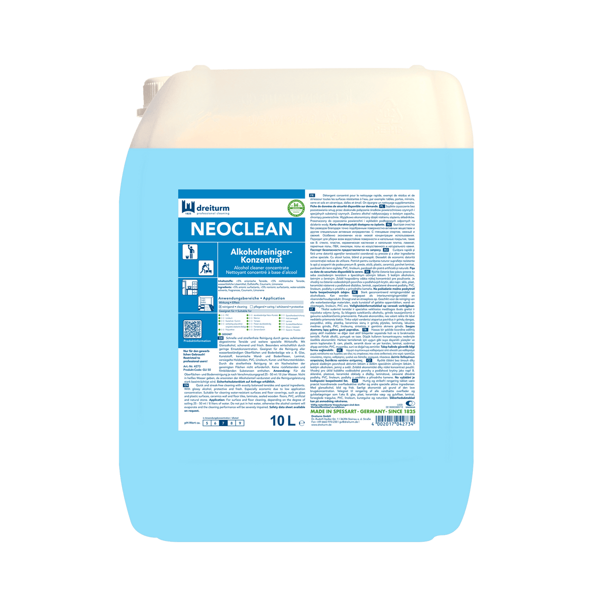 Dreiturm NEOCLEAN Alkoholreiniger Konzentrat Inhalt: 10 Liter Kanister