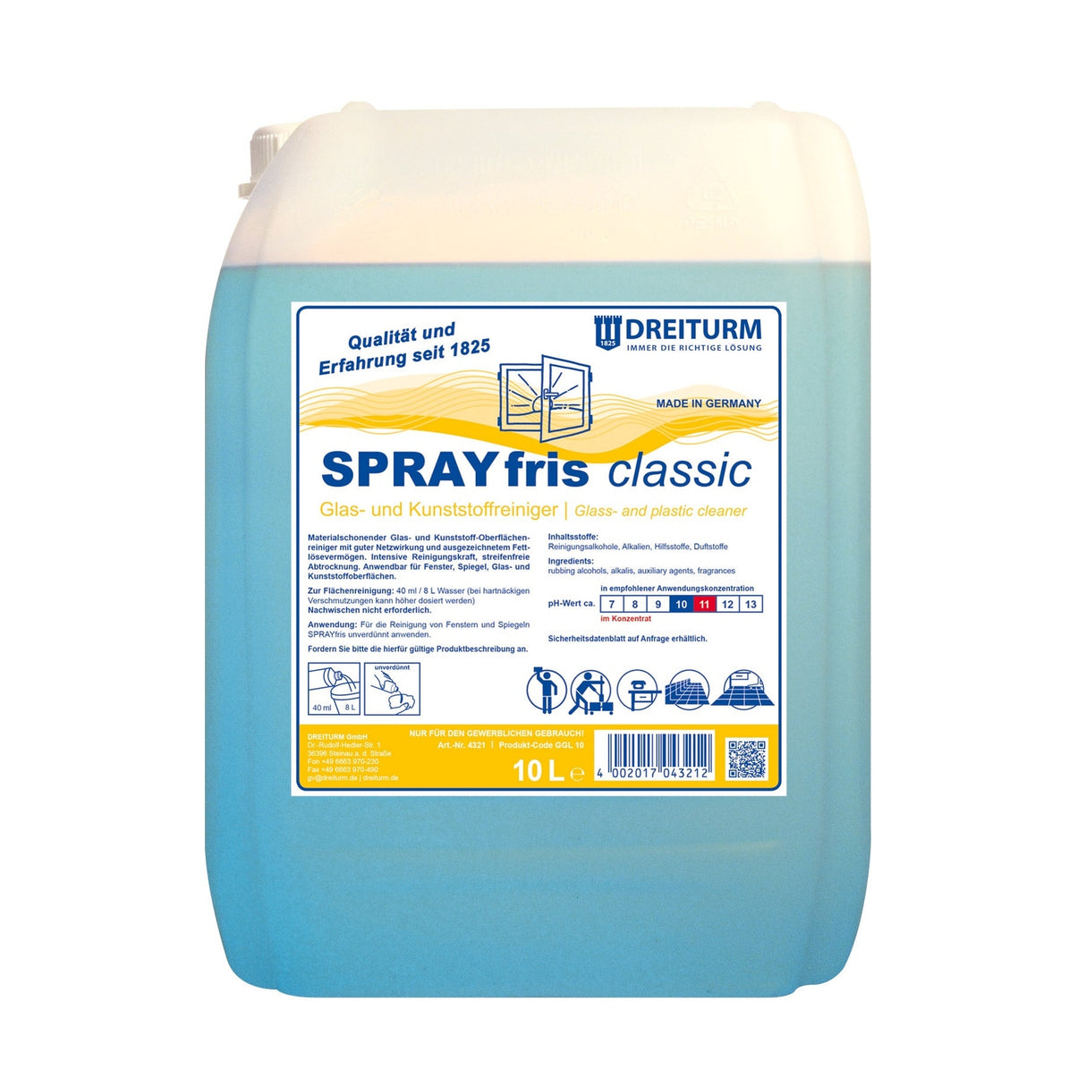 Dreiturm SPRAYfris classic Glas- und Kunststoffreiniger Inhalt: 10 Liter Kanister