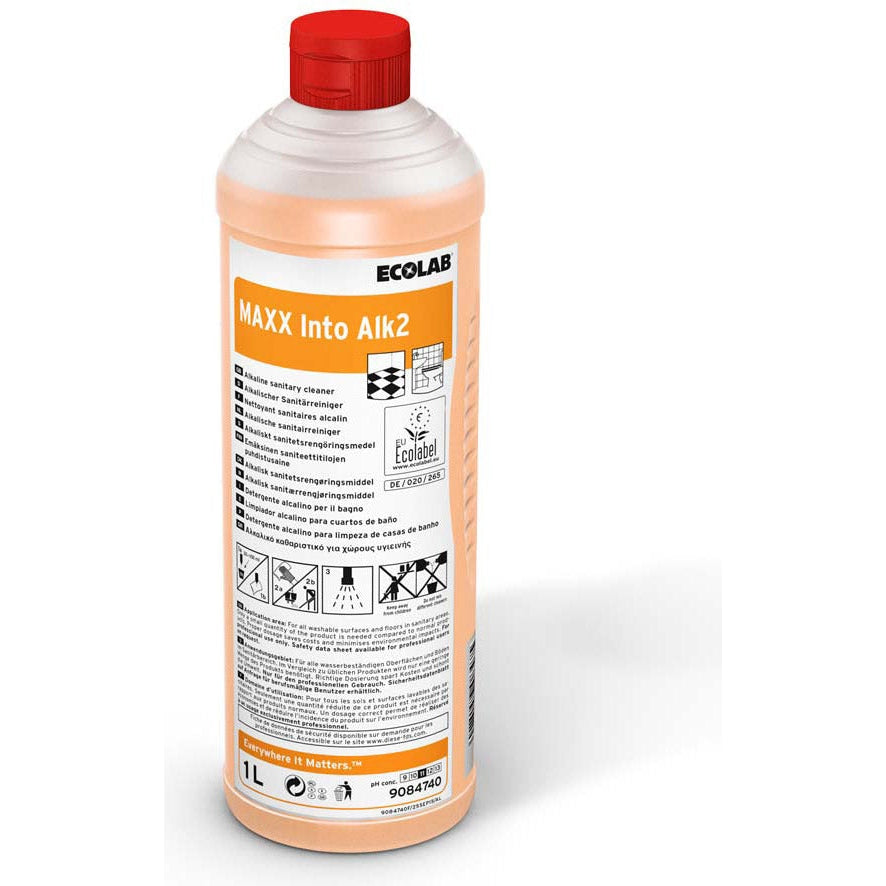 ECOLAB Maxx Into Alk2 Alkalischer Sanitärreiniger Inhalt: 1 Liter Flasche