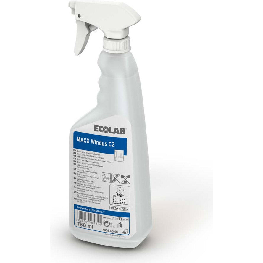 ECOLAB Maxx Windus C2 Glas- und Oberflächenreiniger Inhalt: 750 ml Sprühflasche