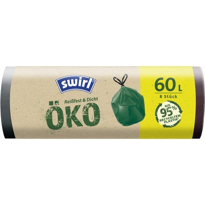 swirl Öko-Mülleimerbeutel mit Zugband grün 60 Liter