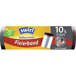 swirl Mülleimerbeutel mit Fixierband schwarz 10 Liter