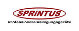 Sprintus Logo - Professionelle Reinigungsgeräte in roter Schrift auf weißem Hintergrund.