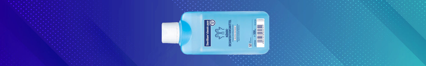 "Blaues Shampoo auf abstraktem blau-violettem Hintergrund, Produktverpackung erhältlich in Drogerien."