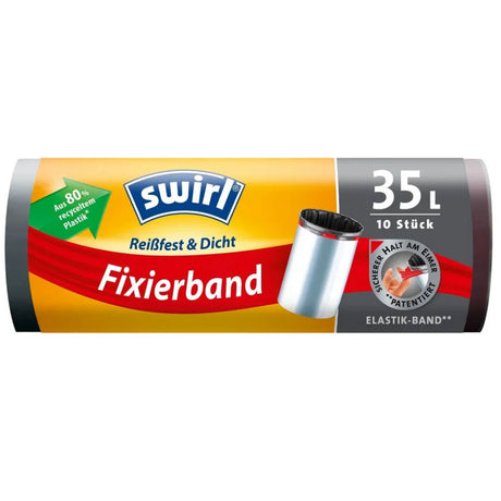 swirl Mülleimerbeutel mit Fixierband schwarz 35 Liter