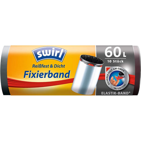 swirl Mülleimerbeutel mit Fixierband schwarz 60 Liter