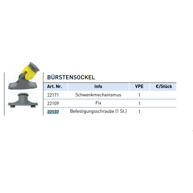 UNGER Bürstensockel Auswahl: 22171 Schwenkmechanismus